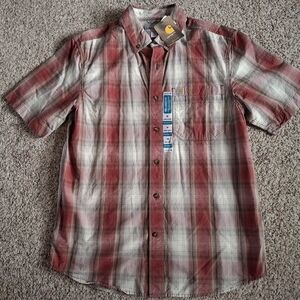 New With Tags Carhartt Men's Red Plaid Shirt Medium Relaxed Fit